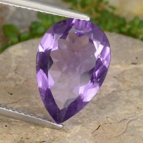 4.82 ct Violet Amethyst Stone, Natural Amethyst in Pear Facet Shape for Sale