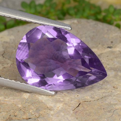 4.52ct Natural Medium Violet Amethyst, Pear Shape, VVS-VS