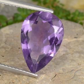 4.52 ct Violet Amethyst Stone, Natural Amethyst in Pear Facet Shape for Sale