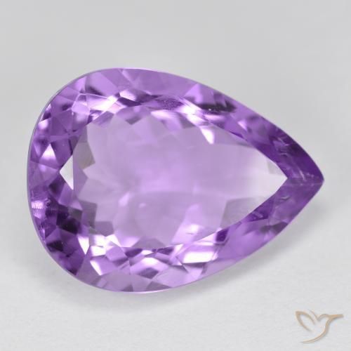 5.96 ct Violet Amethyst Stone, Natural Amethyst in Pear Facet Shape for Sale