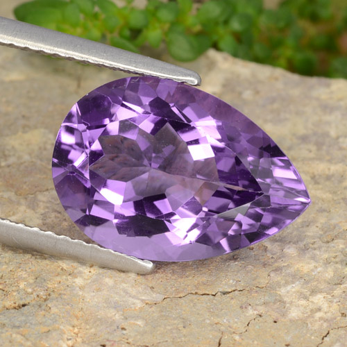 Medium-Dark Purplish Violet Amethyst Gem - 4.9ct Pear Facet (ID: 478056)