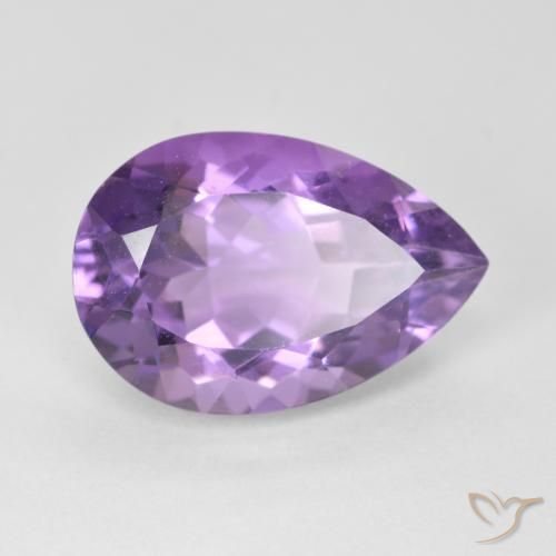5.41 ct Violet Amethyst Stone, Natural Amethyst in Pear Facet Shape for Sale