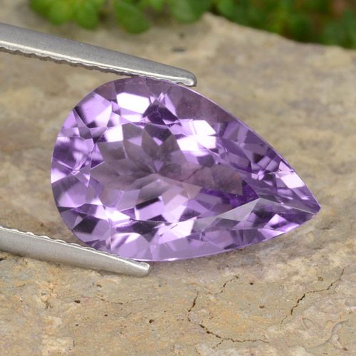 6.34ct Natural Medium Violet Amethyst, Pear Shape, VVS-VS