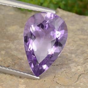6.34 ct Violet Amethyst Stone, Natural Amethyst in Pear Facet Shape for Sale