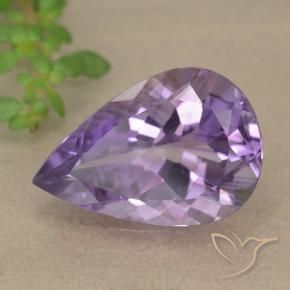 4.90 ct Violet Amethyst Stone, Natural Amethyst in Pear Facet Shape for Sale