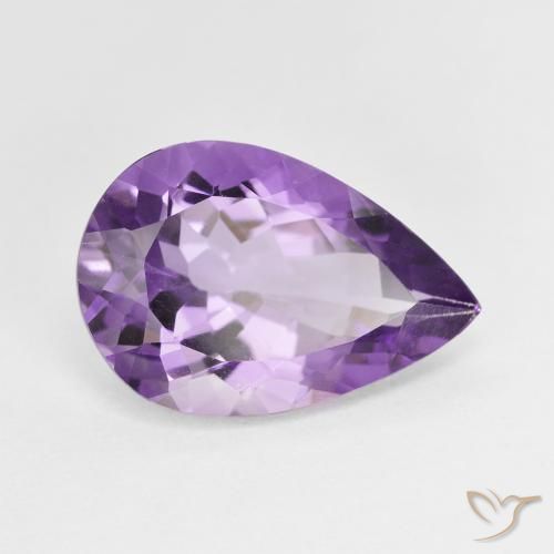4.43 ct Violet Amethyst Stone, Natural Amethyst in Pear Facet Shape for Sale