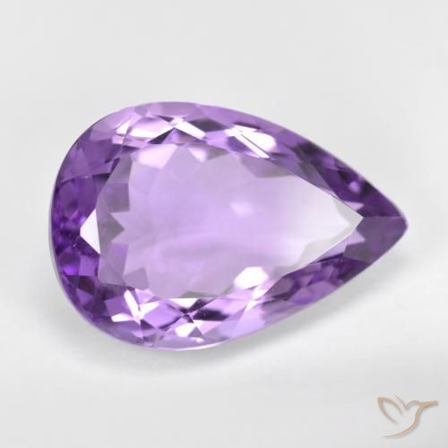 4.63 ct Violet Amethyst Stone, Natural Amethyst in Pear Facet Shape for Sale