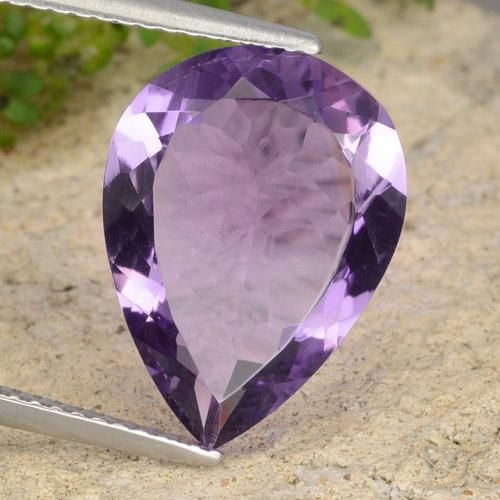5.73 ct Violet Amethyst Stone, Natural Amethyst in Pear Facet Shape for Sale