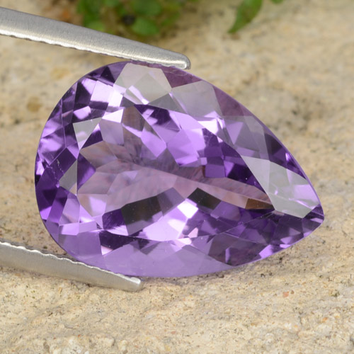 Medium Violet Аметист Камень - 6.3ct Фасетная Груша (ID: 478147)