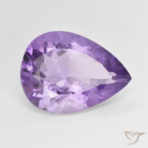 7.28 ct Violet Amethyst Stone, Natural Amethyst in Pear Facet Shape for Sale
