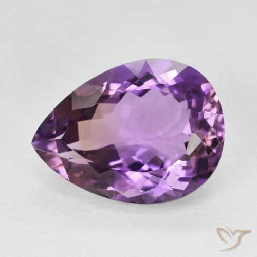 Purplish Violet Amethyst Gem - 8ct Pear Facet (ID: 478153)