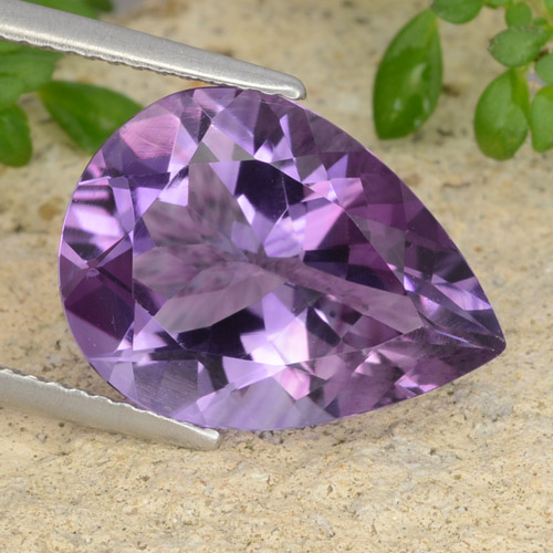 Purplish Violet Amethyst Gem - 6.4ct Pear Facet (ID: 478154)