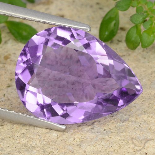 6.43ct Natural Medium Violet Amethyst, Pear Shape, VVS-VS