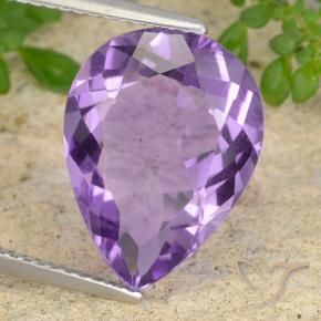 6.43 ct Violet Amethyst Stone, Natural Amethyst in Pear Facet Shape for Sale