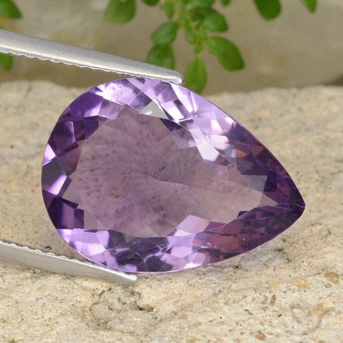 7.66ct Natural Medium-Light Purplish Violet Amethyst, Pear Shape, VS