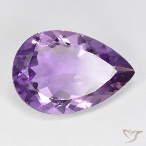8.35 ct Violet Amethyst Stone, Natural Amethyst in Pear Facet Shape for Sale