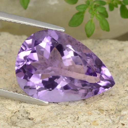 9.43 ct Violet Amethyst Stone, Natural Amethyst in Pear Facet Shape for Sale