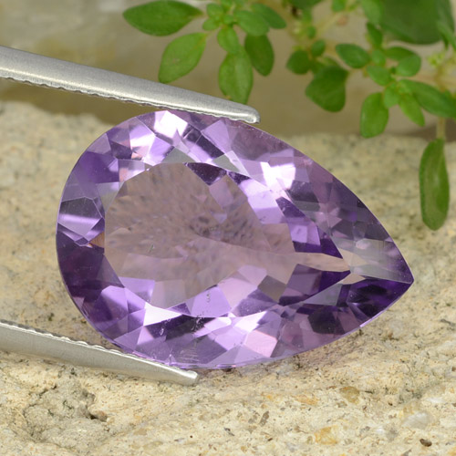 Medium Violet Amethyst Edelstein - 7.8ct Birnen Schliff (ID: 478186)