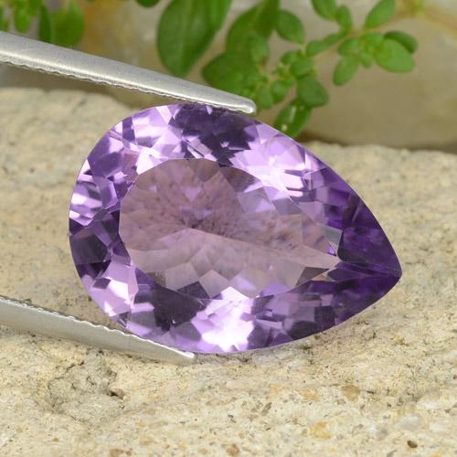 Medium-Light Purplish Violet Amethyst Gem - 8.7ct Pear Facet (ID: 478189)