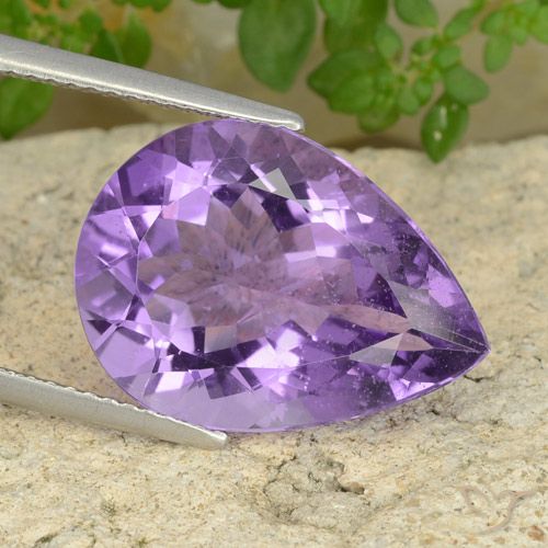 8.8 ct Pear Cut Amethyst, 17.8 x 12.9 mm From Brazil, Photo A