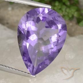 8.52 ct Violet Amethyst Stone, Natural Amethyst in Pear Facet Shape for Sale