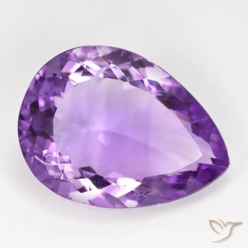 9.17 ct Violet Amethyst Stone, Natural Amethyst in Pear Facet Shape for Sale