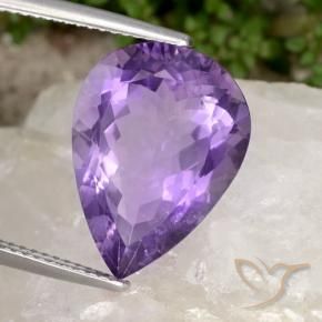 8.73 ct Violet Amethyst Stone, Natural Amethyst in Pear Facet Shape for Sale