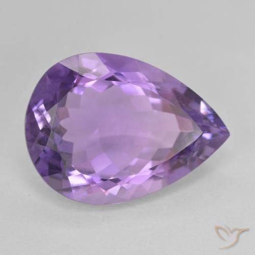 9.65 ct Violet Amethyst Stone, Natural Amethyst in Pear Facet Shape for Sale