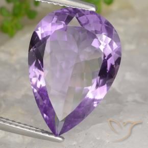 8.47 ct Violet Amethyst Stone, Natural Amethyst in Pear Facet Shape for Sale
