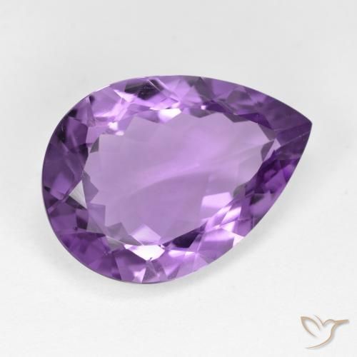 8.08 ct Violet Amethyst Stone, Natural Amethyst in Pear Facet Shape for Sale