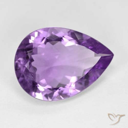 8.34 ct Violet Amethyst Stone, Natural Amethyst in Pear Facet Shape for Sale