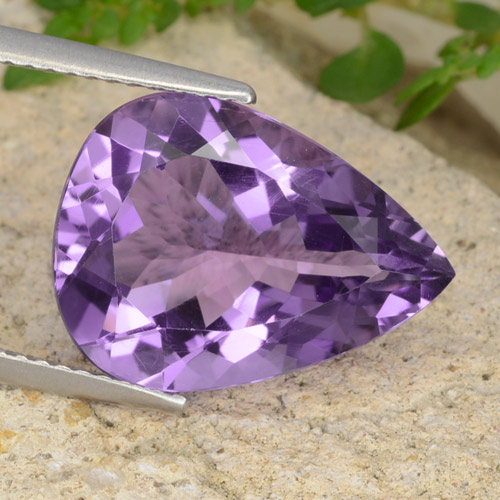 Violeta medio Amatista Gema - 6.1ct Corte en forma de pera (ID: 478312)