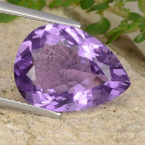 6.55ct Natural Medium Violet Amethyst, Pear Shape, VVS-VS