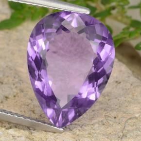 6.55 ct Violet Amethyst Stone, Natural Amethyst in Pear Facet Shape for Sale