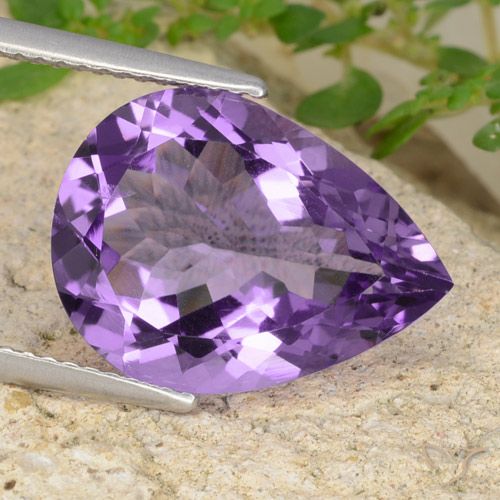 6.63ct Natural Medium Violet Amethyst, Pear Shape, VVS-VS