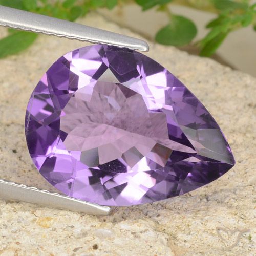6.33ct Natural Medium Violet Amethyst, Pear Shape, VVS-VS