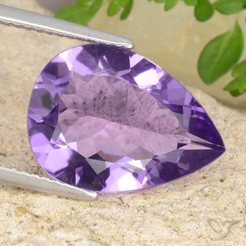 5.76 ct Pear Cut Amethyst, 15.9 x 11.7 mm From Brazil, Photo A
