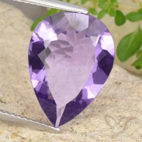 5.76 ct Violet Amethyst Stone, Natural Amethyst in Pear Facet Shape for Sale
