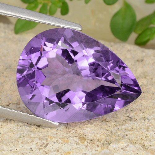 Deep Violet Amethyst Gem - 7.1ct Pear Facet (ID: 478323)