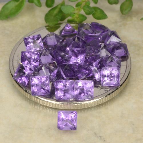 Violeta medio Amatista Gema - 0.1ct Corte Princesa (ID: 480187)