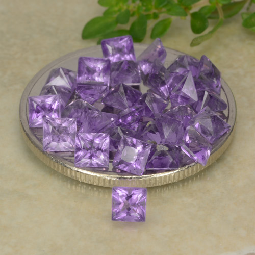 Violeta medio Amatista Gema - 0.1ct Corte Princesa (ID: 480191)
