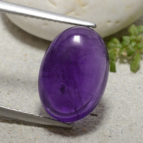 Medium Violet Amethyst Gem - 6.4ct Oval Cabochon (ID: 482121)