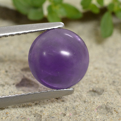 Medium-Light Violet Amethyst Gem - 2.1ct Round Cabochon (ID: 493681)