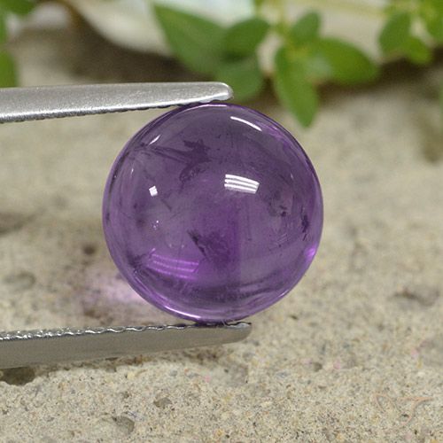 Violeta medio Amatista Gema - 3.5ct Cabujón Redondo (ID: 493684)