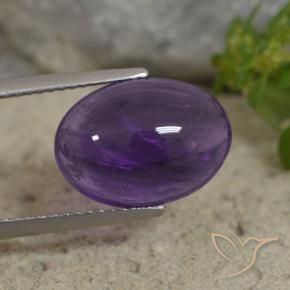 5.71 ct Violet Amethyst Stone, Natural Amethyst in Oval Cabochon Shape for Sale