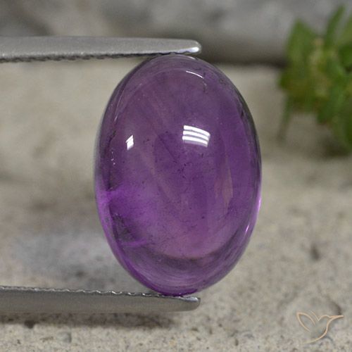 13.9 x 9.8mm Oval Cabochon Violet Amethyst from Brazil, Weight of 7.44ct, Natural untreated gemstone in Transparent Clarity, 1pc Amethyst - the Color is Medium Violet, Mohs Hardness of 7 suitable for daily wear jewelry, Stone of the Mind, Photo A
