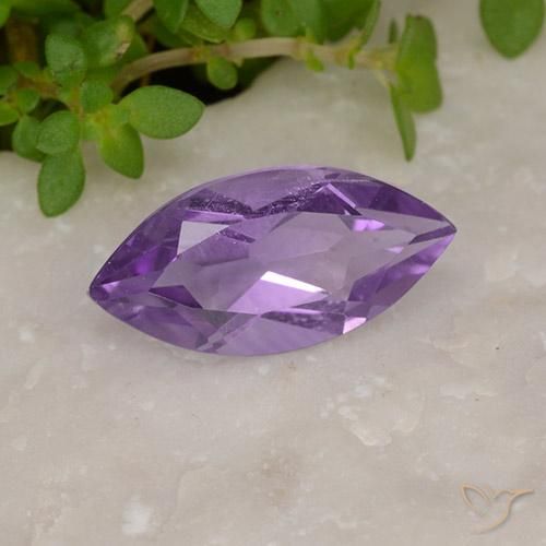 1.48 ct Violet Amethyst Stone, Natural Amethyst in Marquise Facet Shape for Sale