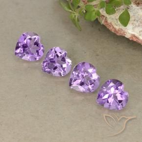 2.98 ctw Violet Amethyst Stones, Natural Amethyst in Heart Facet Shape for Sale