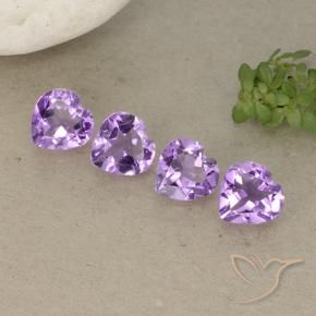 2.50 ctw Violet Amethyst Stones, Natural Amethyst in Heart Facet Shape for Sale