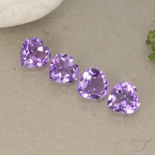 2.37 ctw Violet Amethyst Stones, Natural Amethyst in Heart Facet Shape for Sale